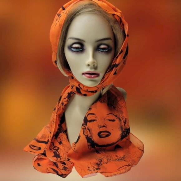 Marilyn Monroe Scarf Silk Viscose Orange Marilyn Monroe Scarf- NEW! - Picture 3 of 7